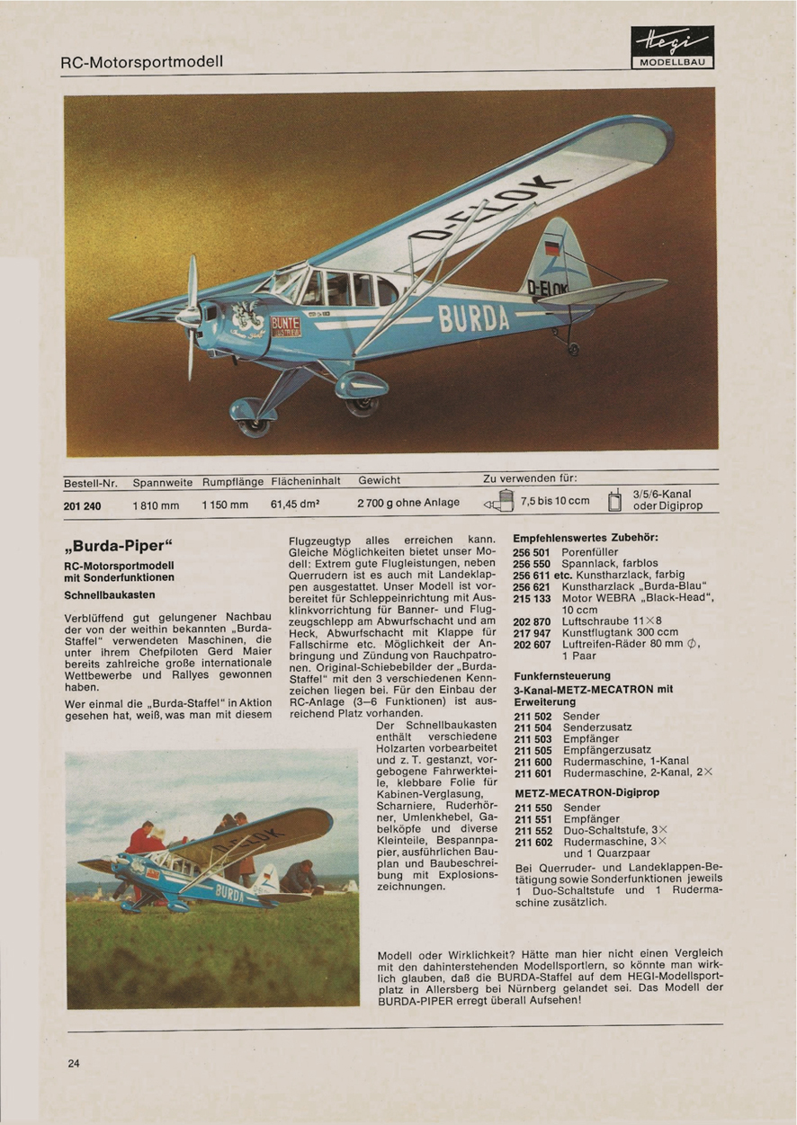 Burda HEGI Piper PA 18 1971   1982